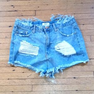 F21 Distressed Jean Shorts
